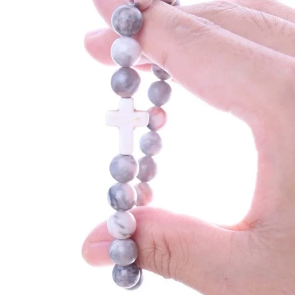⚠️Clearance Natural Healing Crystal Cross Bracelet SS - Picture 4 of 6